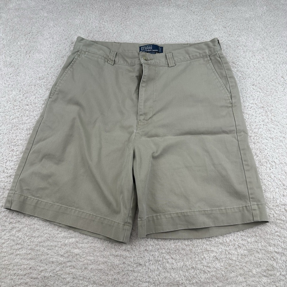 Polo Ralph Lauren Shorts Mens 34 Philip Short Khaki Cotton Chino Flat Front 8"